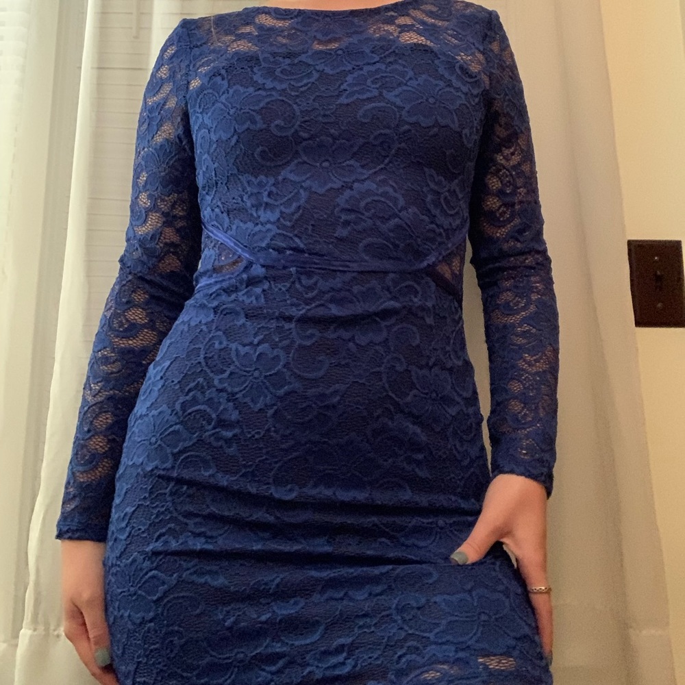 Lace Royal Blue Mini Dress